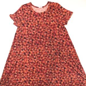 NEW LuLaRoe Carly Tshirt Dress BRICK RED TREES!
